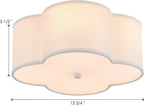 Miniatura 8 de Lámpara de techo semiempotrada, moderna lámpara cercana al techo con pantalla de tambor de tela blanca crema para guardería, habitación de niños