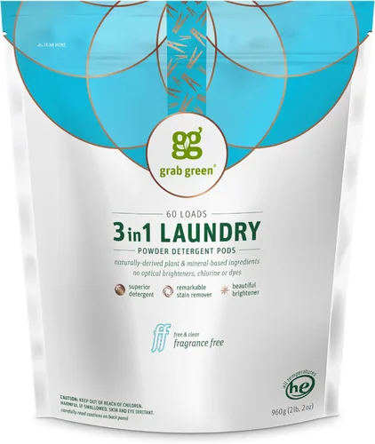 Miniatura 13 de Grab Green Cápsulas de detergente 3 en 1, 24 unidades, sin fragancia, a base de plantas y minerales, poder de limpieza superior, removedor