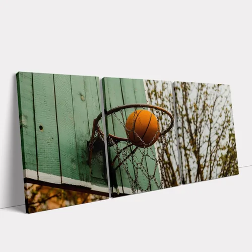 KAWAHONE Arte de Lienzo de Baloncesto para Pared - Arte de Lienzo Deportivo Cuadros de Cancha y Aro de Baloncesto para Pared - Obra de Arte Temática