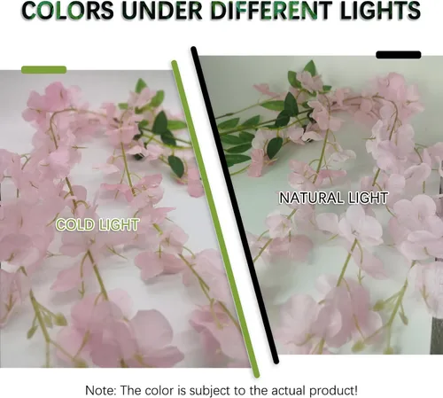Miniatura 5 de Paquete de 5 guirnaldas de flores colgantes de glicina rosa, enredaderas de flores artificiales de 3.77 pies, glicinia falsa, guirnalda colgante