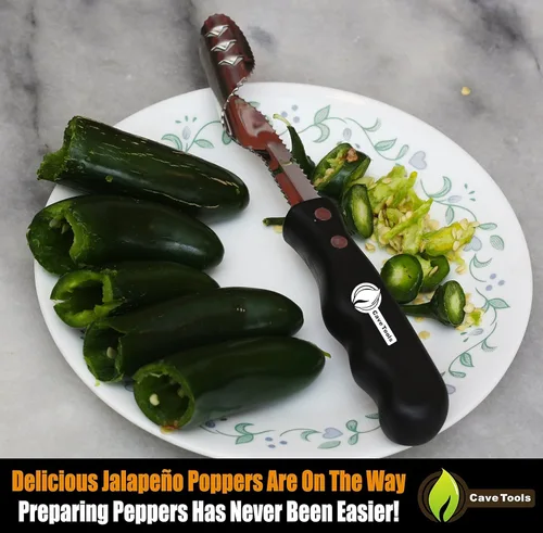 Miniatura 4 de Cave Tools descarozador de jalapeños de acero inoxidable. Se puede utilizar para pelar o cortar plátanos o chilis para asar en parrilla, ahumadora u