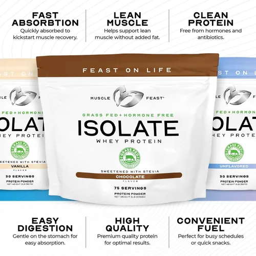Miniatura 6 de Muscle Feast Proteína de suero aislada de vacas alimentadas a pasto, totalmente natural sin hormonas, criadas en pasto, Proteína de suero aislada