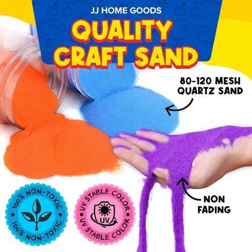Miniatura 4 de JJ CARE Arena de colores, 16.5 libras. [15 botellas] Kit de arte de arena para niños de 3 años en adelante, arena de color no tóxica a granel, arena