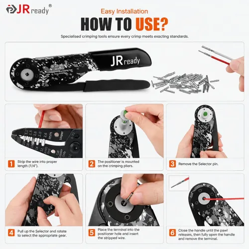 Miniatura 8 de JRready DW5009-01 - Kit de herramienta de crimpado de conectores Deutsch, conectores DT 2 3 4 6 8 12 impermeables con crimpador con trinquete 22-12