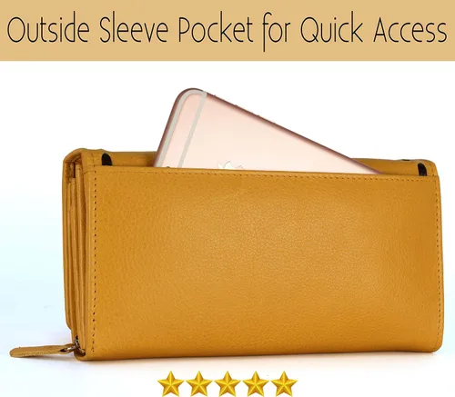 Miniatura 31 de Mou Meraki - Billetera o bolsa de mano de cuero genuino, con bloqueo de seguridad RFID, con escudo contra el robo de identidad, para mujeres