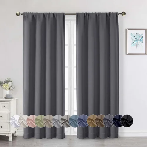 Miniatura 207 de Cortinas opacas para dormitorio, sala de estar, juego de 2 paneles de 54 pulgadas de largo, cortinas de oscurecimiento de habitación con aislamiento