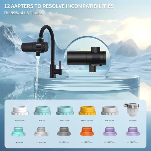 Miniatura 7 de HOMELODY 3.0 Filtro de agua para fregadero - Filtro de agua de montaje en grifo con pantalla LED mejorada, 3000-4000L. Filtro de agua de grifo