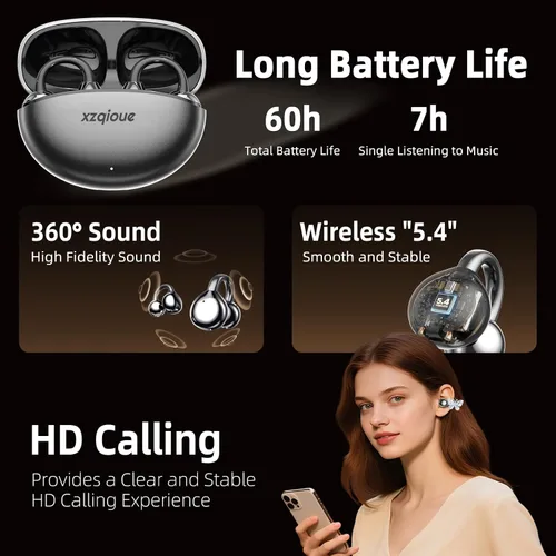 Miniatura 6 de Auriculares de Clip Inspirados en Joyería con Mariposa Extraíble, Ajuste Cómodo Auriculares Abiertos de Clip, Auriculares Inalámbricos Bluetooth