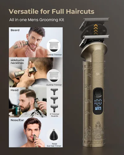 Miniatura 3 de Vgrpro - Juego de cortapelos y recortadores para hombres profesionales, afeitadora eléctrica impermeable de lámina para barba facial, inalámbrica
