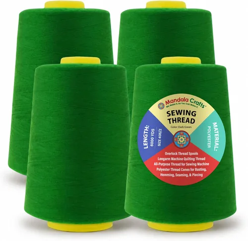 Miniatura 31 de Mandala Crafts 4 Pack of Serger Threads Cones Spools - 20S/2 24000 Yards Polyester Baby Blue Threads for Sergers Machine and Overlock Quilting