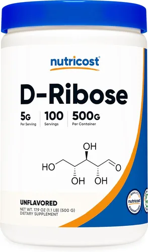 Nutricost D-ribosa en polvo de 17.64 oz, 5000 mg por porción, sin OMG (17.64 oz)