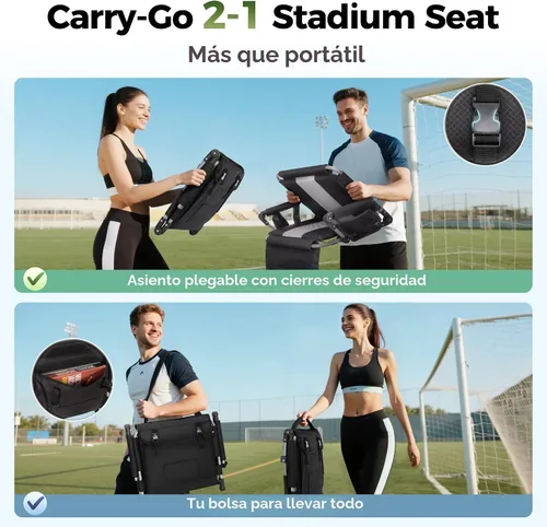 Miniatura 6 de ALPHA CAMP Asientos de estadio para gradas con reposabrazos, sillas acolchadas gruesas con soporte para espalda, silla de estadio extra ancha