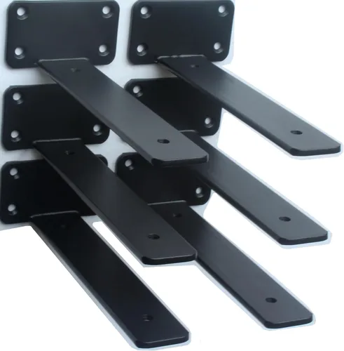 Miniatura 34 de Paquete de 2 - Soportes de estante en L ocultos negros de 4 pulgadas (1/5 pulgada de grosor) Soportes de estante flotante de hierro Soportes