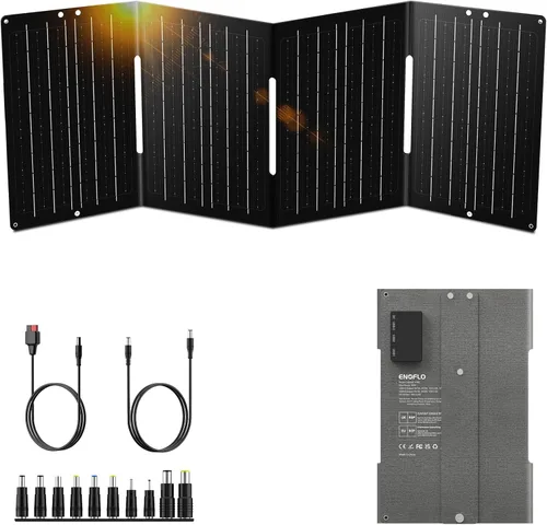 Cargador de Panel Solar YT60 de 60W, Panel Solar de Alta Eficiencia para Camping, Impermeable IP68, con Salidas USB y DC para Estación de Energía