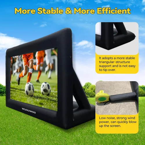 Miniatura 5 de Pantalla de Película Inflable para Exteriores de 24 Pies, Pantalla de Proyector Hinchable para Exteriores con Soplador de Aire y Bolsa