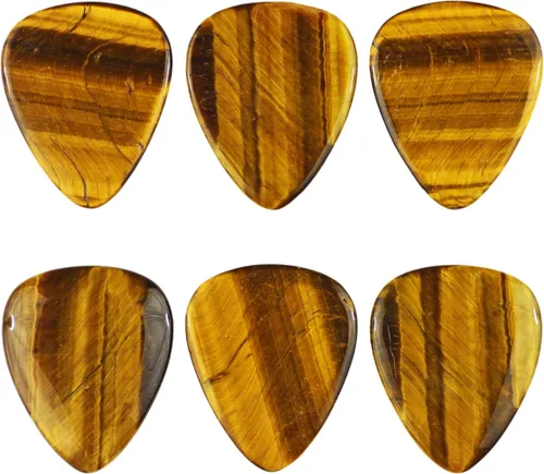 Miniatura 76 de Púa de guitarra o bajo de Obsidiana de Caoba en vidrio volcánico - 3.0 mm de calibre ultra pesado - Forma 351 - Púa exótica artesanal de gema