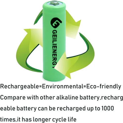 Miniatura 6 de GEILIENERGY AA tamaño Nicd AA 600mah 1.2V batería recargable para luz solar lámpara solar color verde (paquete de 8)