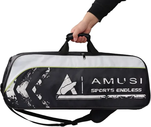 Miniatura 2 de Bolsa de raqueta de bádminton de tenis con capacidad para 3 – 4 unidades, con compartimento para zapatos y bolsillo lateral para hombres y mujeres