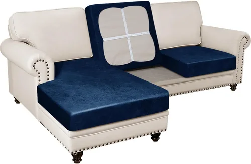 Miniatura 35 de Fundas para sofá modular, funda para sofá con aspecto de cuero, forma de L, 2 piezas, funda elástica suave para sofá seccional, protector de muebles