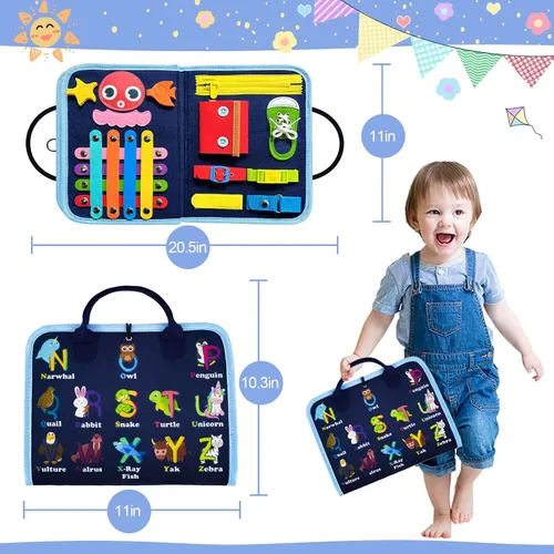Miniatura 4 de Gojmzo Busy Board Juguetes Montessori para Niños Pequeños y Niñas Regalos, Juguetes Sensoriales para Niños Pequeños, Actividades Educativas de Viaje