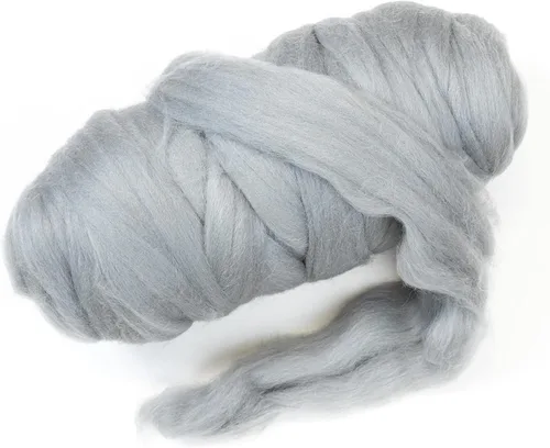 Miniatura 22 de Lana natural coloreada, 1 libra La mejor lana para fieltro de aguja, fieltro húmedo, manualidades y hilado. (Grafito, 1 lb)