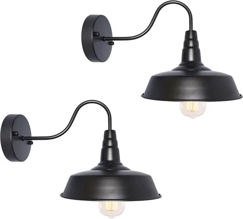 BRIGHTESS Lámparas de baño, luz negra de tocador, luz decorativa de granero, lámparas de pared E26, apliques de pared para cocina y dormitorio (2