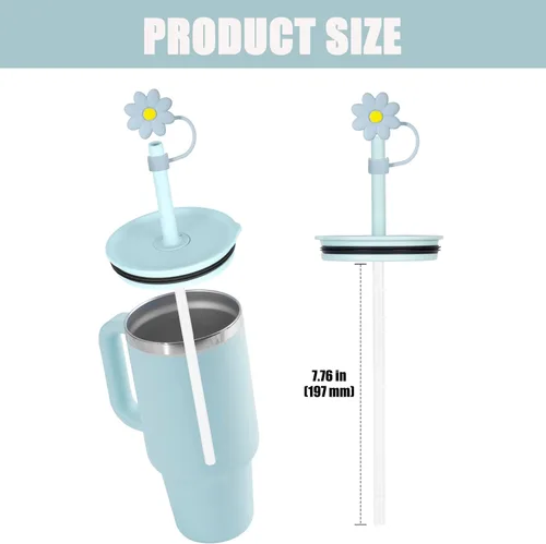 Miniatura 2 de Greant 6 popotes para vaso Hydro Flask de 32 onzas, 7.76 pulgadas, a prueba de polvo, para vaso HydroFlask de 32 onzas, popote para tapa a presión