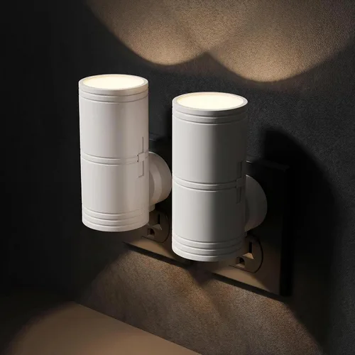 Miniatura 9 de Likelgn Luz nocturna enchufable a la pared, paquete de 2 luces LED regulables con sensor de atardecer a amanecer, brillo blanco suave, para pasillo