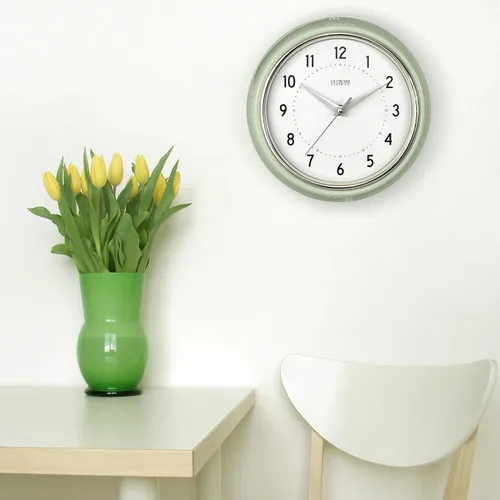 Miniatura 4 de La Crosse Reloj Retro Diner Light Pistachio Verde Silencioso Reloj de cuarzo de 9.5 pulgadas - 404-3024PH