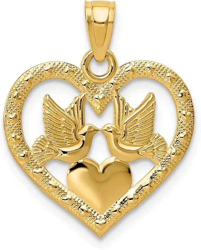 Miniatura 8 de Collar con dije de palomas de oro amarillo de 14 quilates con dije de corazón para mujer regalo para ella Oro amarillo