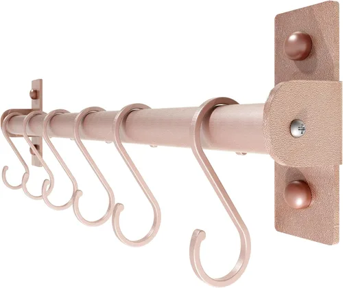 Miniatura 16 de Dseap Soporte Colgante para Utensilios de Cocina, Estante para Ollas y Sartenes Montado en la Pared, Riel de Cocina con 8 Ganchos para Colgar Dorado