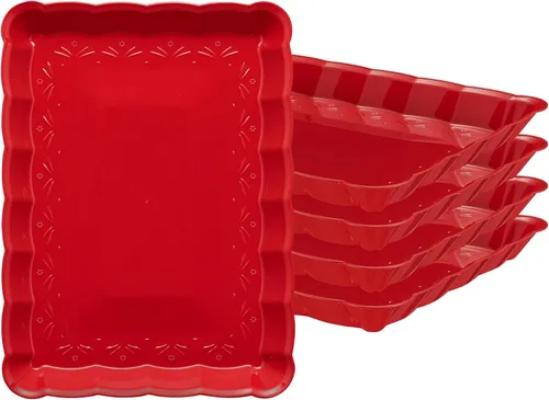 Miniatura 16 de Plasticpro - Bandejas de plástico para servir, rectangulares, 9 x 13 pulgadas, plato desechable para fiesta, incluye 4 bandejas Transparente