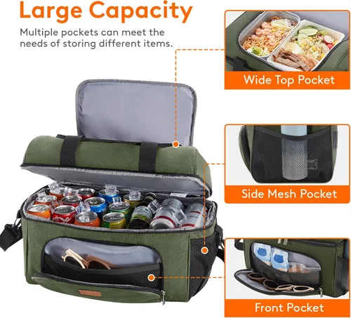 Miniatura 3 de Lifewit - Bolsa térmica aislada, hielera grande impermeable para 32/48 latas, bolsa de hielo portátil ligera de doble capa con lados suaves