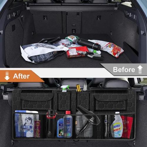 Miniatura 4 de Organizador de maletero de automóvil, organizador de asiento trasero de súper capacidad para SUV/camión/MPV (42"×18"), organizador de almacenamiento