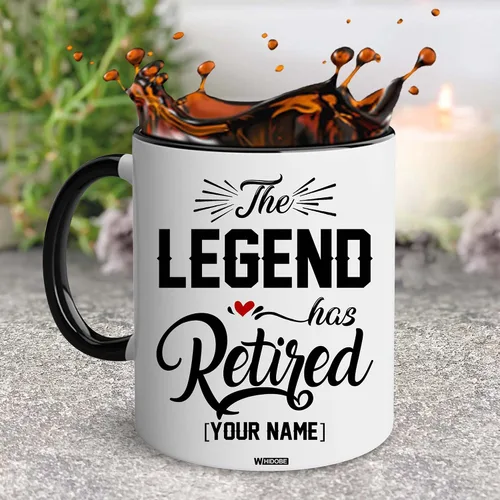Miniatura 2 de WHIDOBE Taza de jubilación personalizada con texto en inglés "The Legend Has Retirement", taza para mujeres, hombres, papá, mamá, calendario