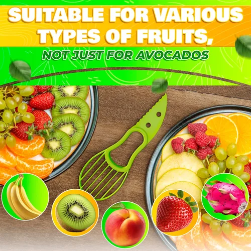 Miniatura 6 de Herramienta de corte de aguacate 3 en 1 – Cortador de plástico de grado alimenticio, pelador y removedor de pozos para cortar fácilmente, recoger