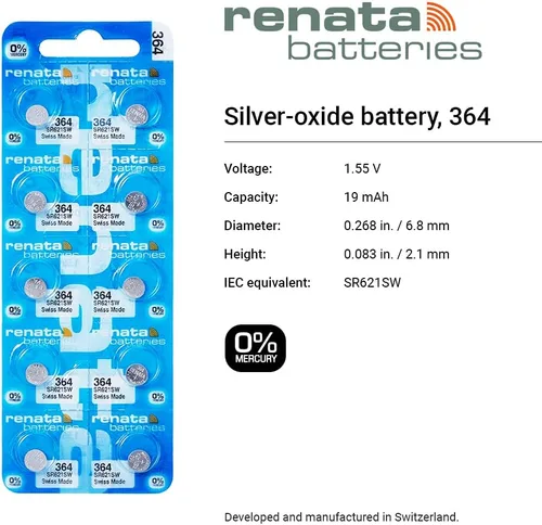 Miniatura 2 de Baterías de reloj Renata #364 10Pcs