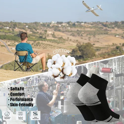 Miniatura 5 de Ortis Calcetines de corte bajo para hombre, cojín de algodón, absorbe la humedad, malla ventilada, entrenamiento para correr