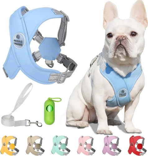 Miniatura 10 de Patas Lague Juego de arnés para perro con correa, ajustable, suave, acolchado, chaleco de entrada para perro, sin estrangulamiento, sin tirones
