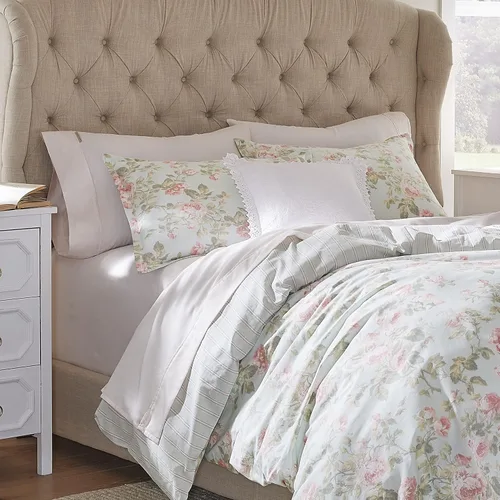 Miniatura 4 de Laura Ashley Home - Juego de funda de edredón individual, ropa de cama de algodón reversible con funda a juego, decoración del hogar transpirable
