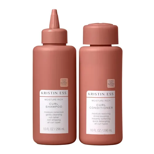 Kristin Ess Juego de champú y acondicionador de manteca de karité para cabello rizado rebote + brillo, antiencrespamiento, humedad + profundo,