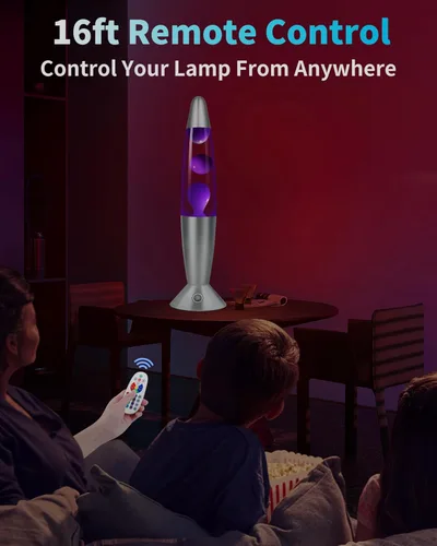 Miniatura 5 de Lámpara de movimiento líquido que cambia de 17 colores con control remoto: Luz nocturna LED púrpura de 16 pulgadas para niños y adultos - Lámpara