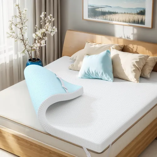 Miniatura 10 de Subrtex Cubrecolchón de espuma viscoelástica, cubrecolchón de espuma viscoelástica con infusión de gel de 3 pulgadas, cubrecolchón de espuma