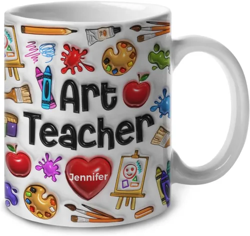 Lotacy Regalos del profesor de arte, taza de café impresa 2D modificada para requisitos particulares del profesor de arte con su