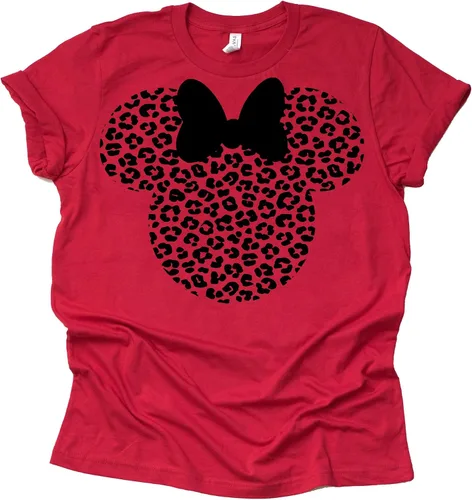 Leopardo Minnie Camisa Cheetah Minnie Camisa Camisa Animal Kingdom Camisa de Safari Casual Camisa de Manga Corta
