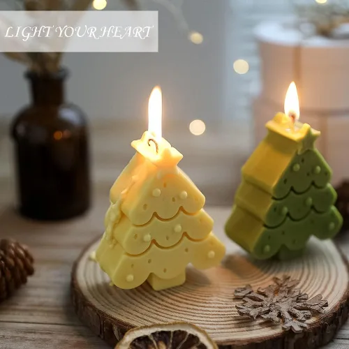 Miniatura 5 de Paquete de 2 moldes de silicona 3D para velas, árbol de Navidad + molde de hombre de jengibre, molde de fondant de Navidad para hacer velas