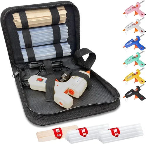 Miniatura 9 de MONVICT Kit de pistola de pegamento caliente, mini pistola de pegamento rosa con estuche de transporte, 20 barras de pegamento de alta calidad, 10