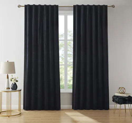 HLC.ME Lopez - Paneles de cortinas de terciopelo con pestaña trasera y bolsillo para cortinero, para dormitorio y sala de estar, juego de 2 paneles