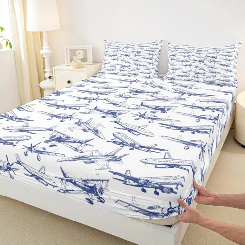 Miniatura 34 de Juego de sábanas bajeras para juegos tamaño individual, juego de ropa de cama con grafiti Lightning Strike para niños, adolescentes, decoración