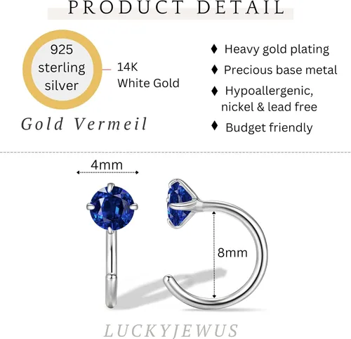 Miniatura 40 de 925 Sterling Silver Small Huggie Half Hoop Earrings for Women